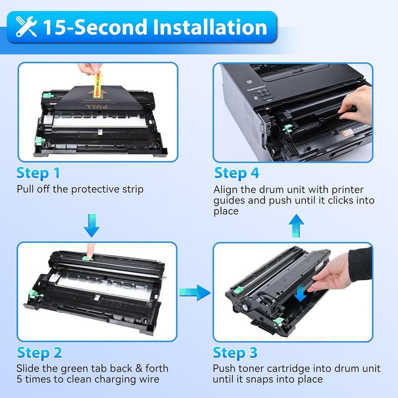ZIPRINT 2-Pack Dr730 Drum Unit Replacement for Brother DR-730 DR 730 for MFC-L2710DW MFC-L2750DW MFC-L2730DW MFC-L2750DWXL DCP-L2550DW HL-L2370DW HL-L2350DW HL-L2395DW Printer, 12000 Pages Yield - Image 5